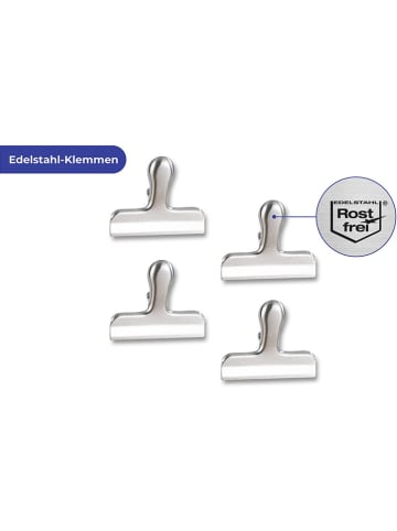 Wenko 4-delige set: sluitklemmen zilverkleurig - (B)6,3 x (H)7,6 cm