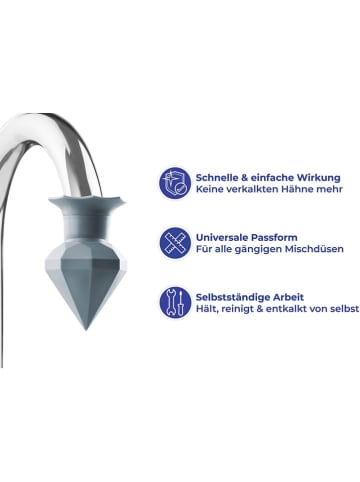 Wenko 2-delige set: waterkraanontkalker grijs - (H)7 x  Ø 5 cm