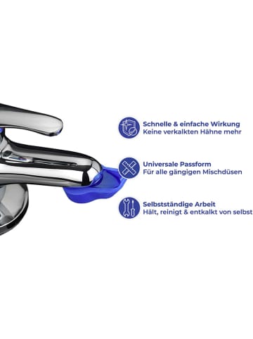 Maximex 2-delige set: anti-kalk caps blauw - (B)5,7 x (H)3,5 x (D)1,5 cm