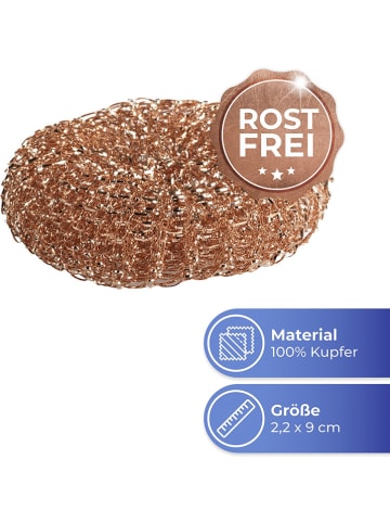 Wenko 6-delige set: koperen sponzen lichtbruin - Ø 9 cm