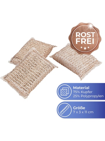 Wenko 6-delige set: koperen sponzen lichtbruin - (L)11 x (B)7 cm