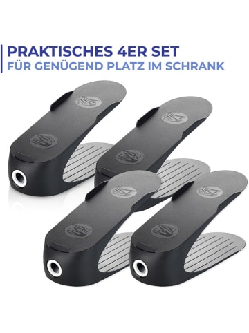 Wenko 4-delige set: schoenhouders "Maximex" zwart - (B)29 x (H)15 x (D)11,5 cm