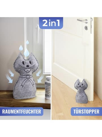 Wenko 2-in-1 deurstopper en luchtontvochtiger grijs - (B)13 x (H)27 x (D)12 cm