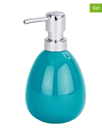 Wenko 2-delige set: zeepdispensers "Polaris" turquoise - 390 ml