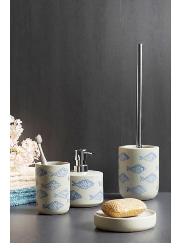 Wenko 2er-Set: Zahnputzbecher "Aquamarin" in Creme/ Hellblau - (H)11 x Ø 8 cm