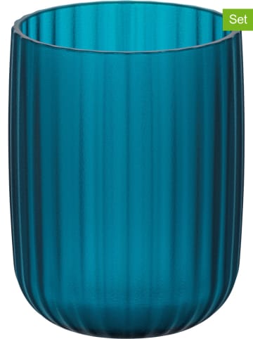 Wenko 2-delige set: tandenborstelhouders "Agropoli" petrol - (H)10 x Ø 7.5 cm