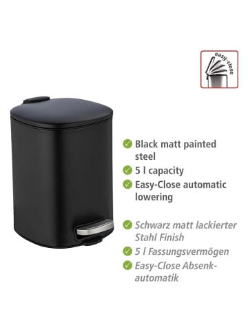 Wenko Pedaalemmer "Alassio" zwart - 5 l