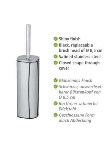 Wenko Toiletborstelgarnituur "Alassio" zilverkleurig - (H)39,2 cm