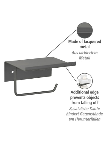 Wenko Toiletrolhouder "Desulo" antraciet - (B)14 x (H)12 x (D)6,2 cm