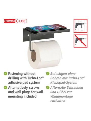 Wenko Toiletrolhouder "Desulo" antraciet - (B)14 x (H)12 x (D)6,2 cm