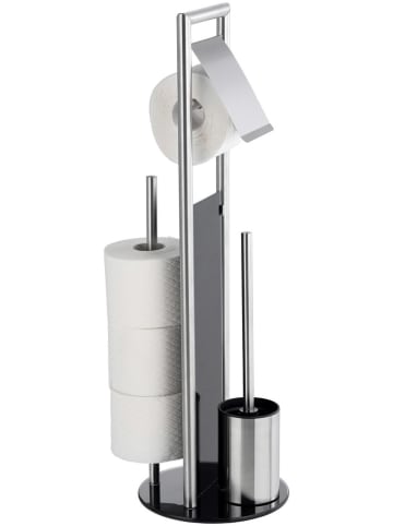 Wenko Toiletborstelgarnituur zilverkleurig - (H)70 x Ø 20 cm