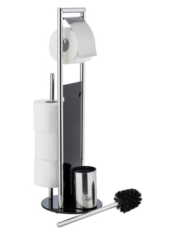 Wenko Toiletborstelgarnituur "Ravina" zilverkleurig - (H)70 x Ø 20 cm