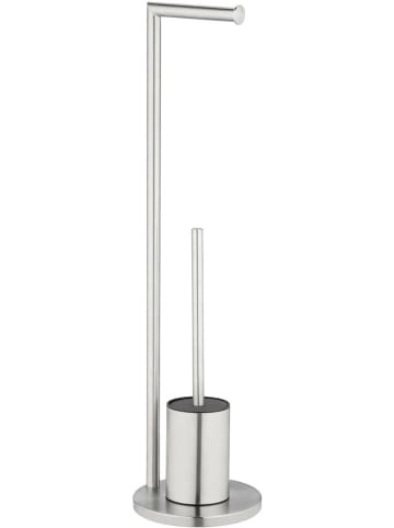 Wenko Toiletborstelgarnituur zilverkleurig - (H)69,5 x Ø 18 cm