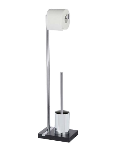 Wenko WC-Garnitur "Noble" in Silber/ Schwarz - (B)20 x (H)74 x (T)15 cm