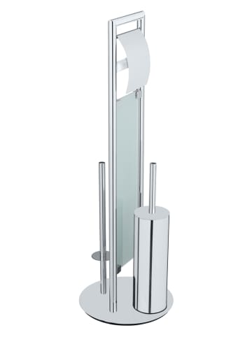 Wenko Toiletborstelgarnituur "Sulmona" zilverkleurig - (H)76 x Ø 25 cm