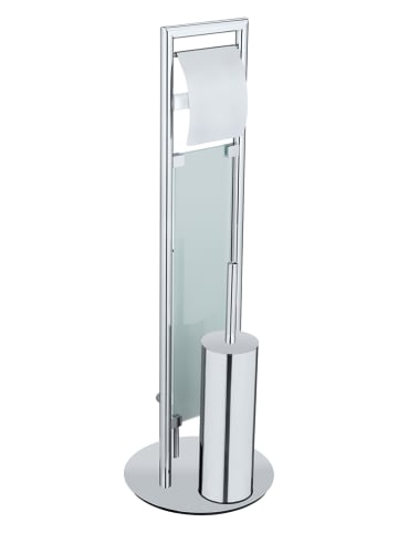 Wenko Toiletborstelgarnituur "Sulmona" zilverkleurig - (H)76 x Ø 25 cm