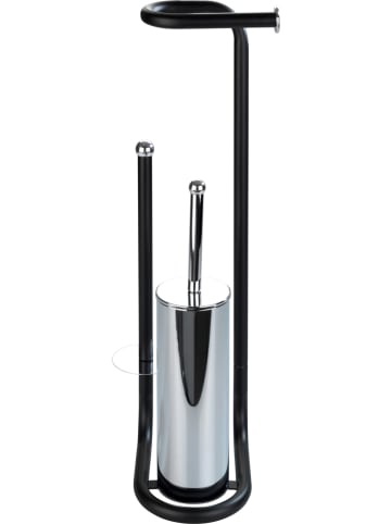 Wenko Zestaw WC w kolorze srebrno-czarnym - 20 x 62,5 x 23 cm