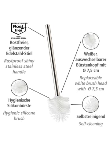 Wenko Siliconen toiletborstel wit/zilverkleurig - (H)35 cm