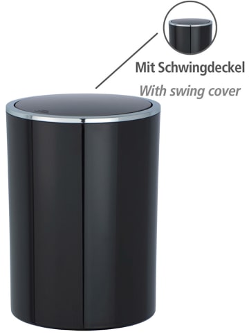 Wenko Afvalemmer met swingdeksel zwart - 5 l