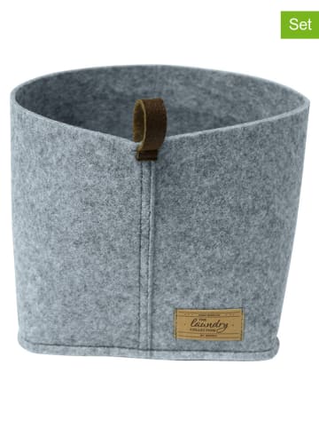 Wenko 2-delige set: opbergmanden "Feli" grijs - (B)18 x (H)13 x (D)12 cm