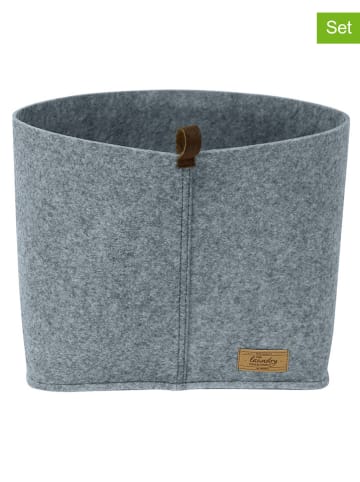 Wenko 2-delige set: opbergmanden "Feli" grijs - (B)24 x (H)16 x (D)16 cm