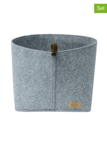 Wenko 2-delige set: opbergmanden "Feli" grijs - (B)30 x (H)19 x (D)18 cm