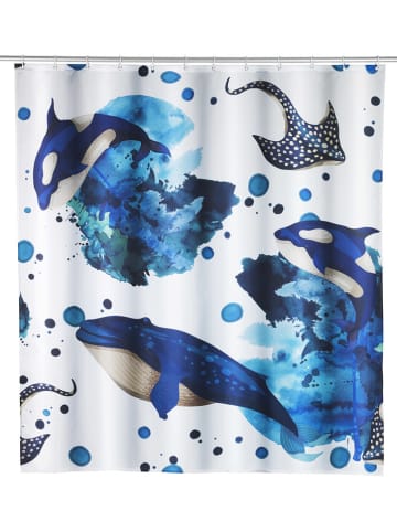 Wenko Douchegordijn "Aquaris" blauw/wit - (L)200 x (B)180 cm