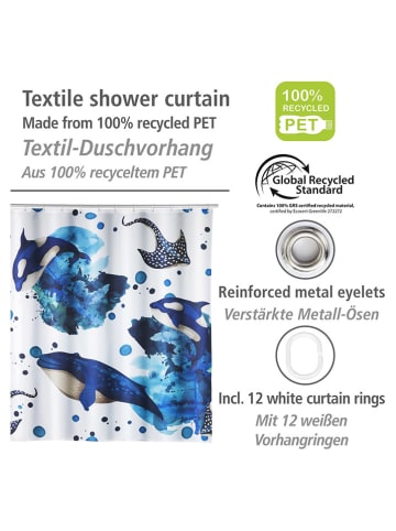 Wenko Douchegordijn "Aquaris" blauw/wit - (L)200 x (B)180 cm