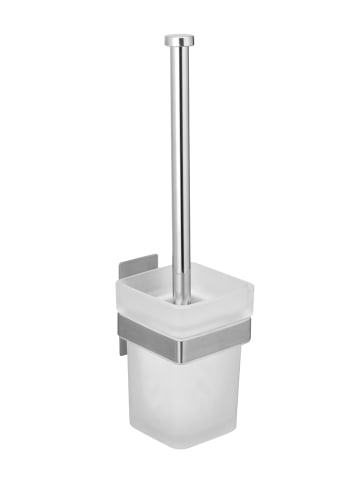 Wenko Toiletborstelgarnituur "Genova" wit/zilverkleurig - (B)9 x (H)35 x (D)10,6 cm