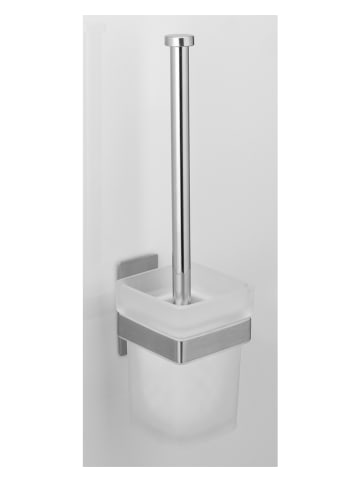 Wenko Toiletborstelgarnituur "Genova" wit/zilverkleurig - (B)9 x (H)35 x (D)10,6 cm