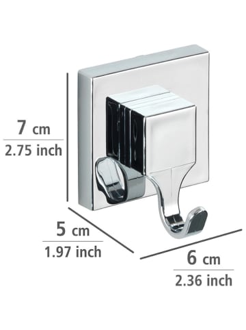 Wenko 2-delige set: wandhaken "Vacuum-Loc" zilverkleurig - (B)6 x (H)7 cm