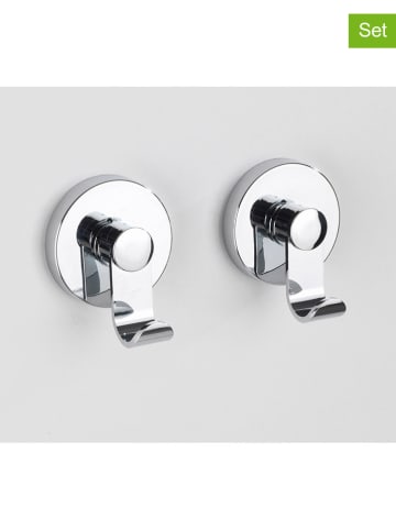 Wenko 2er-Set: Wandhaken in Silber - Ø 7 cm