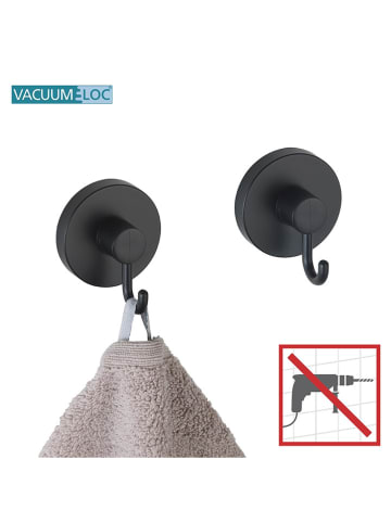 Wenko Haczyki ścienne (2 szt.) "Vacuum-Lok" w kolorze czarnym - Ø 6,5 cm
