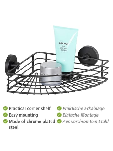 Wenko Doucherek "Vacuum-Loc Bari" zwart - (B)35 x (H)9 x (D)22,5 cm