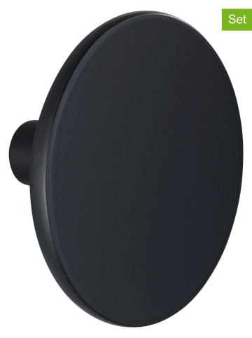 Wenko 2-delige set: wandhaken "Melle" zwart - Ø 8 cm