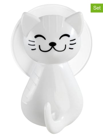 Wenko 2-delige set: wandhaken "Cat" wit - (B)6 x (H)9,5 x (D)5,5 cm