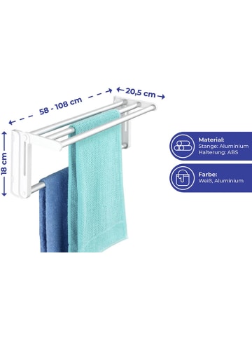 Wenko Handdoekhouder "Maximex" wit - (B)108 x (H)18 x (D)20,5 cm