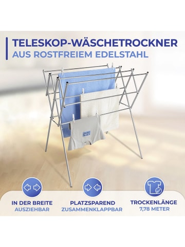 Wenko Telescoop-wasdroger "Maximex" zilverkleurig - (B)92 x (H)96,5 x (D)65,5 cm
