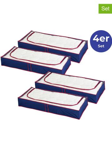 Wenko 4-delige set: opbergboxen "Maximex" donkerblauw - (B)100 x (H)45 x (D)15 cm