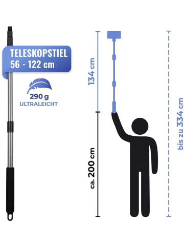 Maximex Telescopische tegelwisser zwart/zilverkleurig