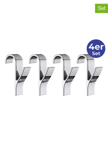 Wenko 4-delige set: handdoekhaken zilverkleurig - (H)10,5 cm