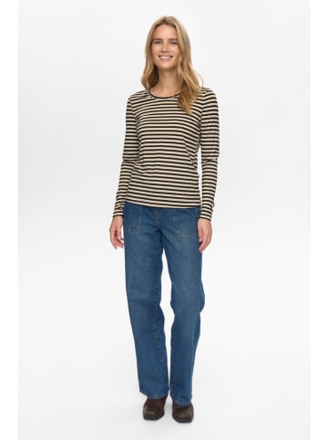 NÜMPH Longsleeve in Schwarz/ Beige