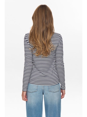 NÜMPH Longsleeve crème/donkerblauw