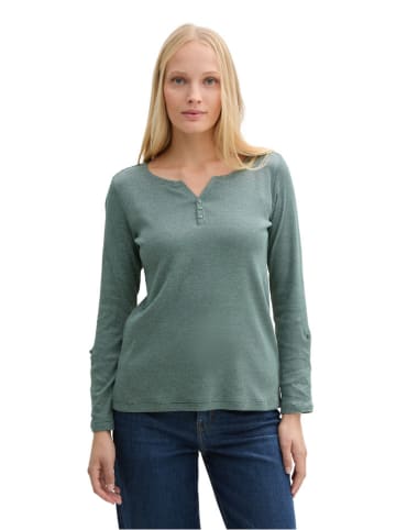 Tom Tailor Longsleeve in Weiß/ Grün