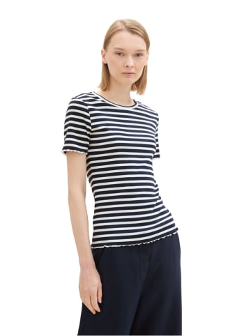 TOM TAILOR Denim 2-delige set: shirt donkerblauw/wit & zwart