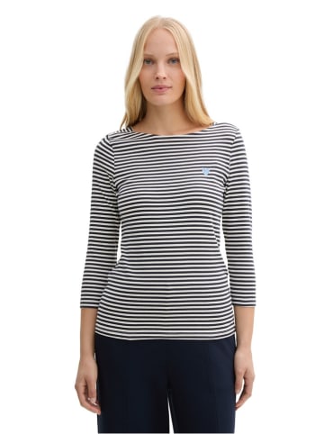 Tom Tailor Longsleeve in Weiß/ Dunkelblau