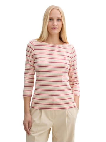 Tom Tailor Longsleeve in Weiß/ Beige/ Rosa