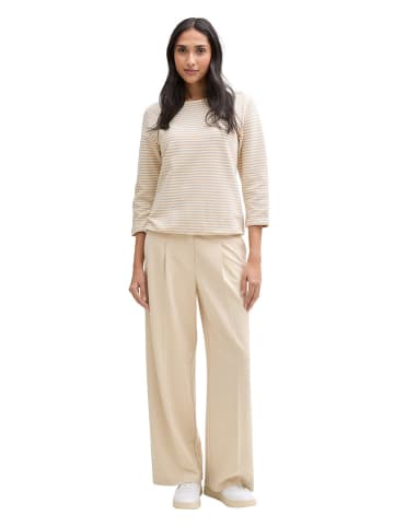 Tom Tailor Longsleeve in Beige/ Weiß