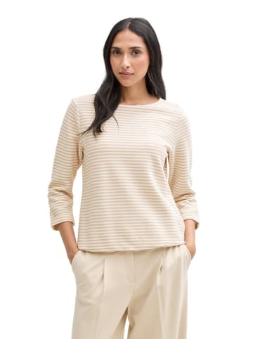 Tom Tailor Longsleeve in Beige/ Weiß