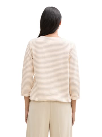 Tom Tailor Longsleeve in Beige/ Weiß